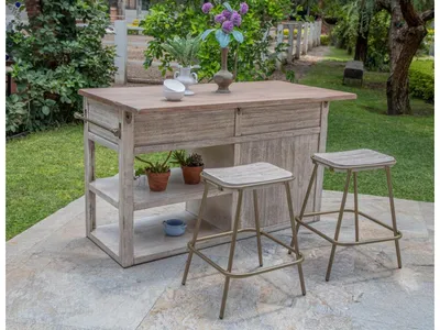 Metal Frame Wooden Seat 24" Stool