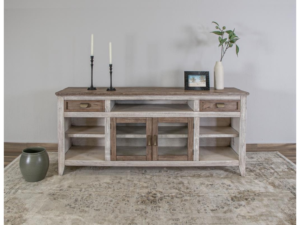2 Drawer 2 Glass Doors 70" TV Stand - image 1