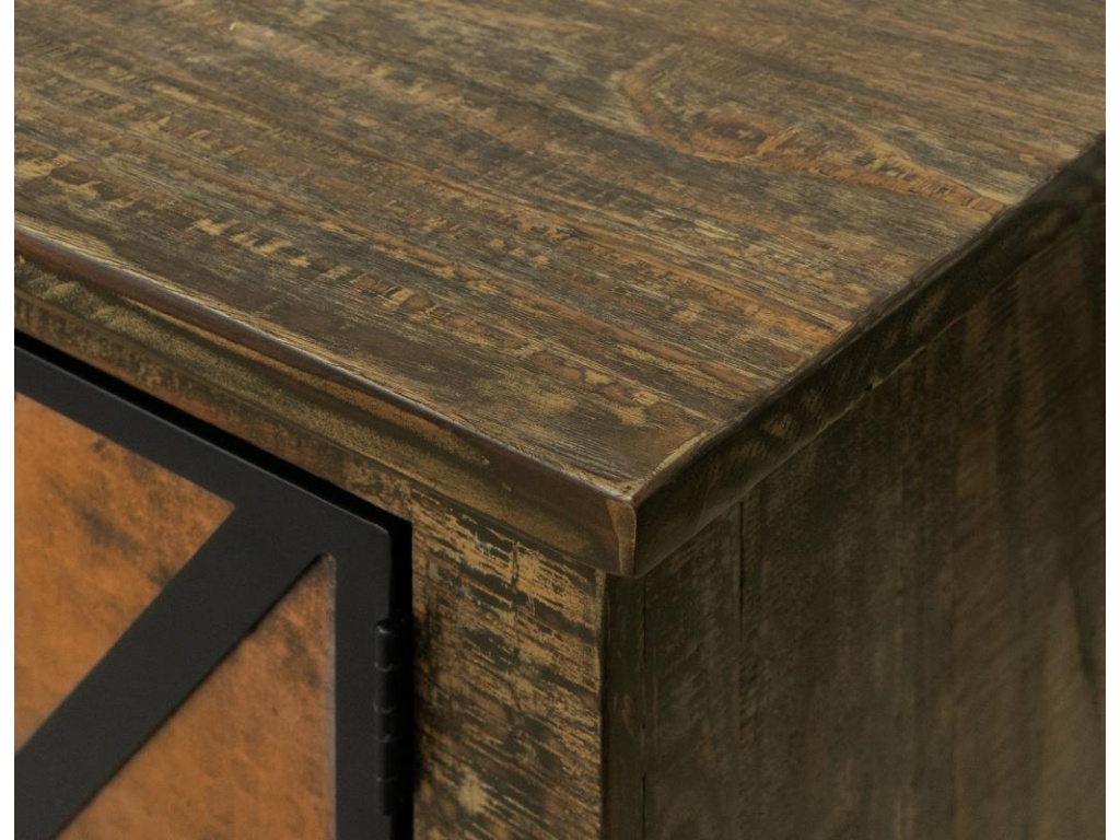 2 Copper-Paneled Door 2 Glass Door Console - image 5