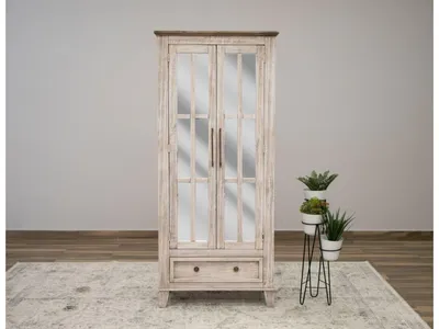 1 Drawer 2 Glass Doors Cabinet