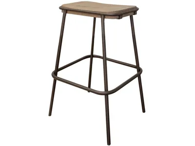 Metal Frame Wooden Seat 24" Stool