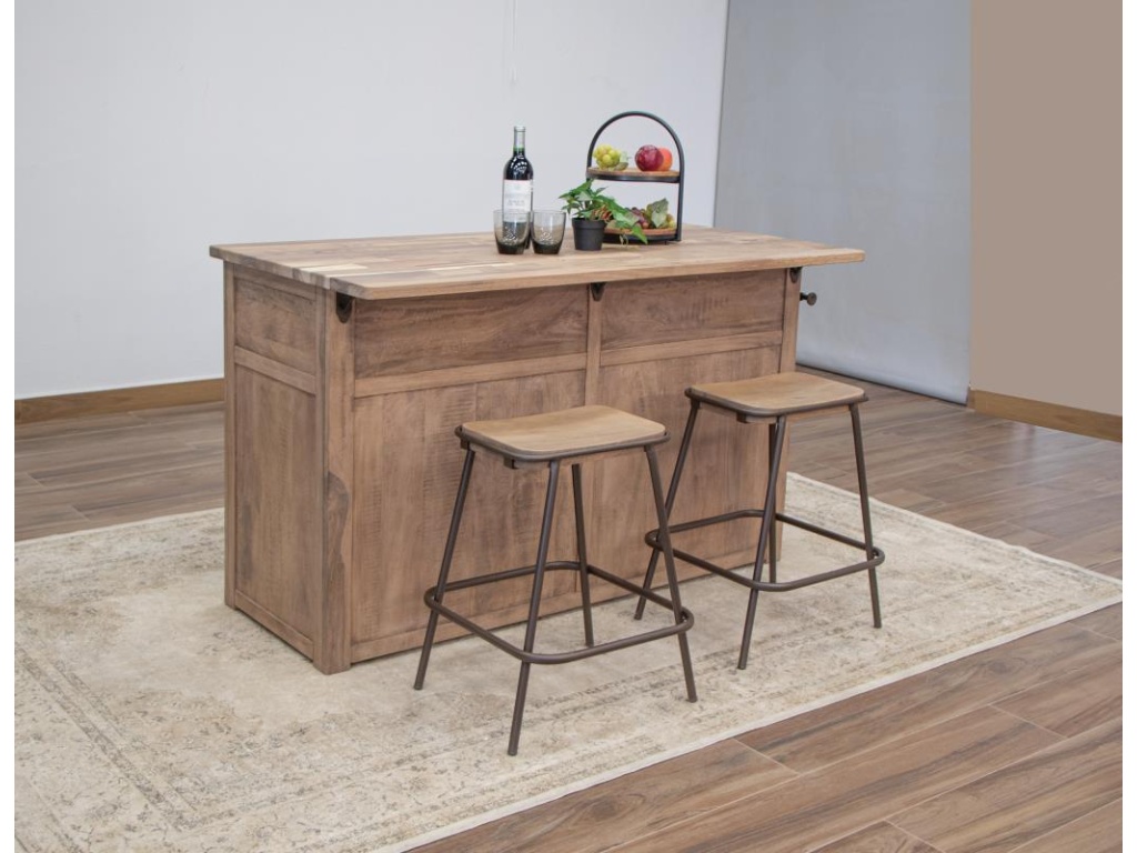 Metal Frame Wooden Seat 24" Stool - image 1