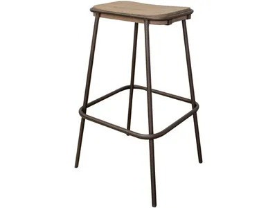 Metal Frame Wooden Seat 30" Stool