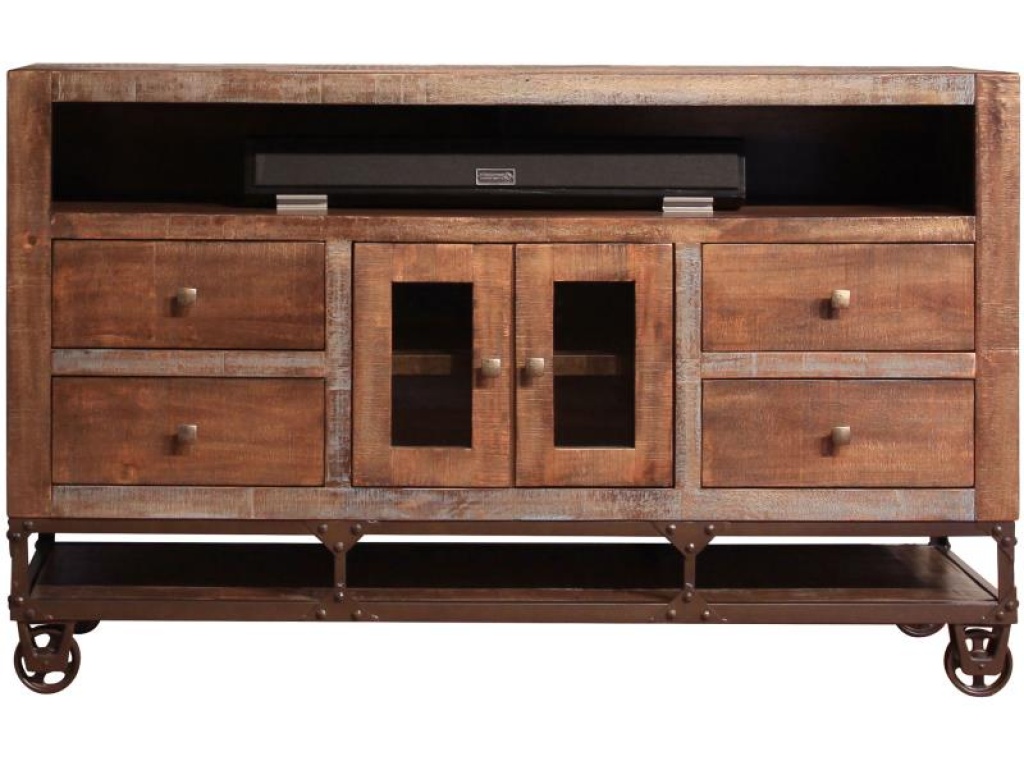 2 Glass Doors 4 Drawers 62" TV Stand - main image