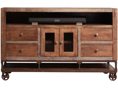 2 Glass Doors 4 Drawers 62" TV Stand