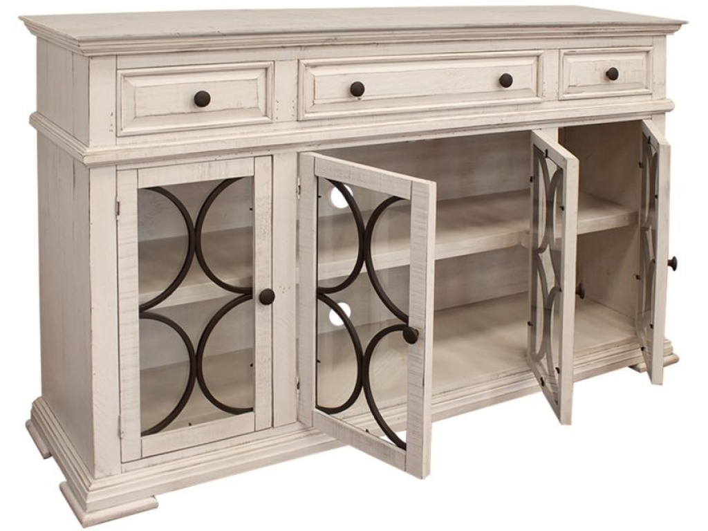 4 Glass Doors 3 Drawers Console - image 2