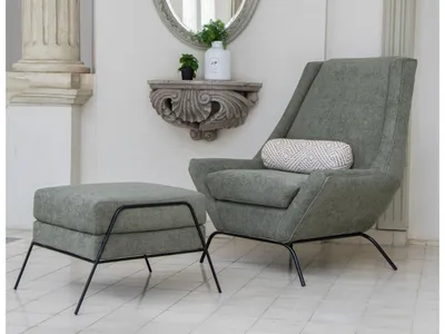 Wooden Frame & Metal Base, Footstool Ottoman