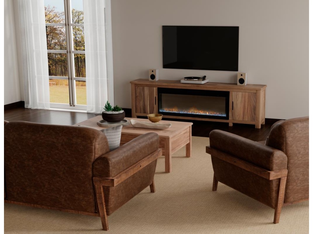 Natural Parota 93" Electric Fireplace - main image