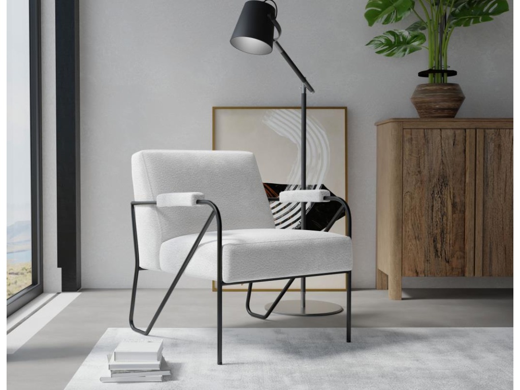 Wooden Frame & Metal Base, Armchair - image 1