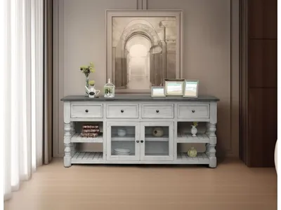 4 Drawer 2 Glass Doors 80" TV Stand - Alternative View