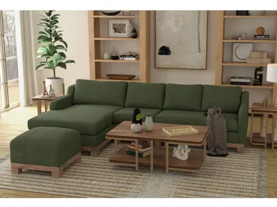 Wooden Frame & Base, Upholstered Square Ottoman