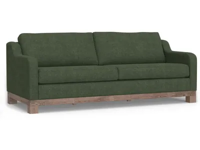 Wooden Frame & Base, Two-Cushion Sofa