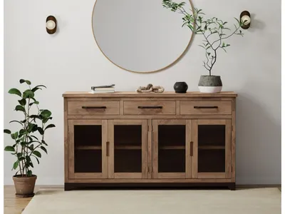 3 Drawer 4 Glass Doors Console