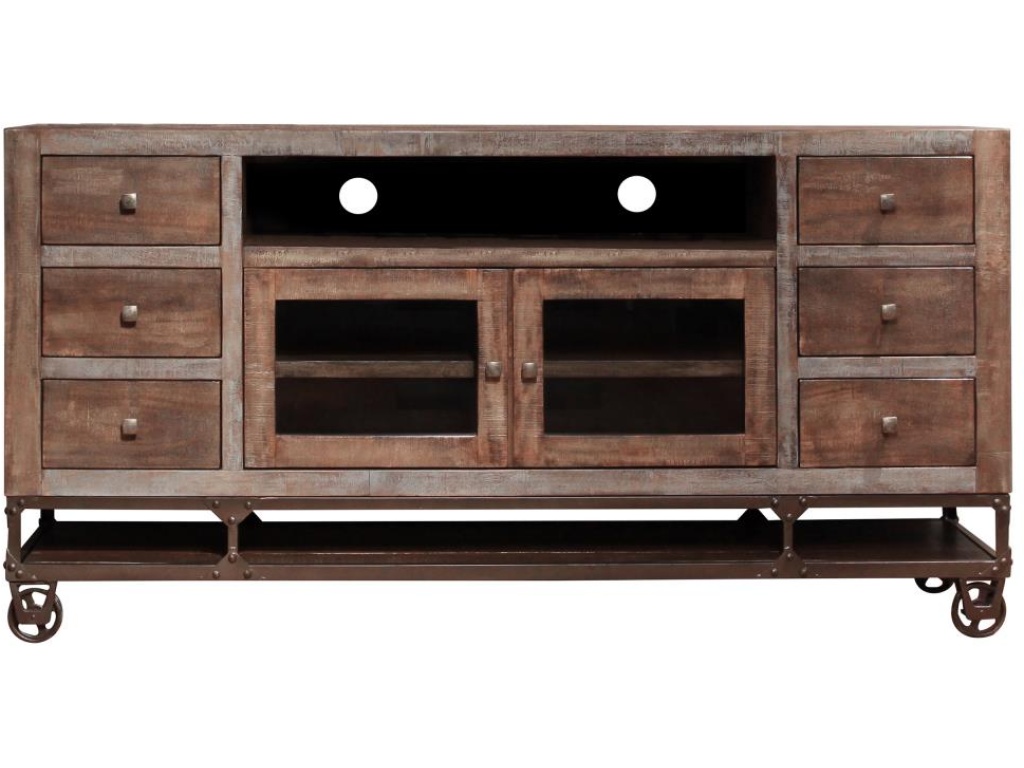 2 Glass Doors, 6 Drawers 76" TV Stand - main image