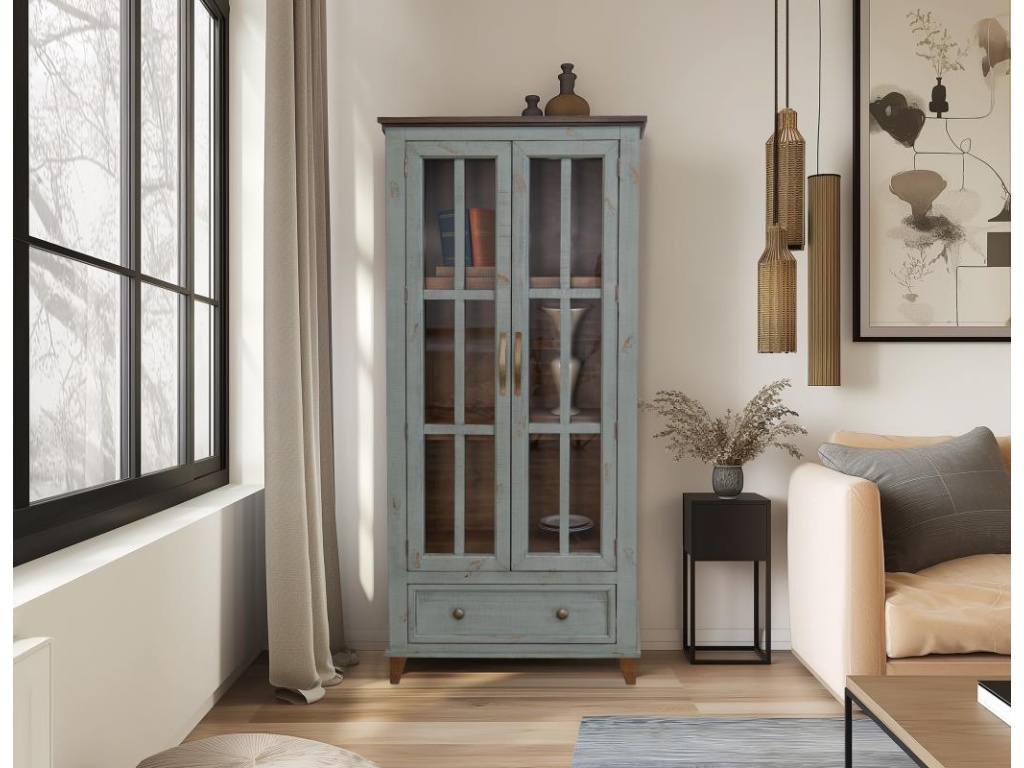 1 Drawer 2 Glass Doors Cabinet - image 1