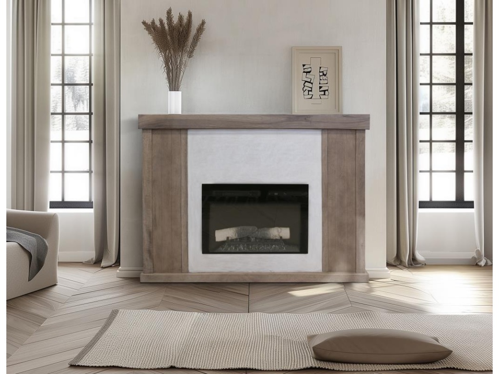 Natural Parota Electric Fireplace Console - main image