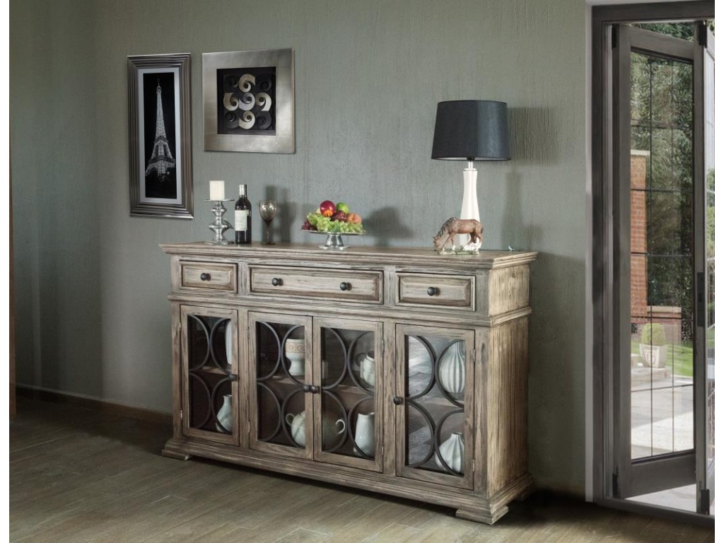 4 Glass Doors 3 Drawers Console - main image