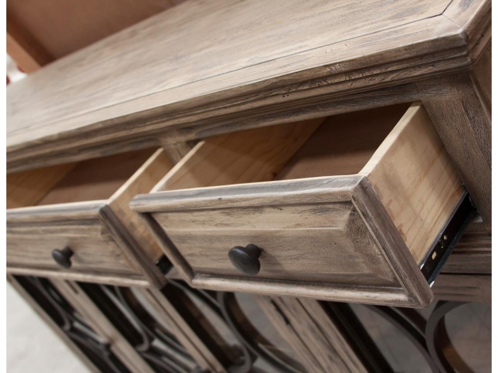 4 Glass Doors 3 Drawers Console - image 3
