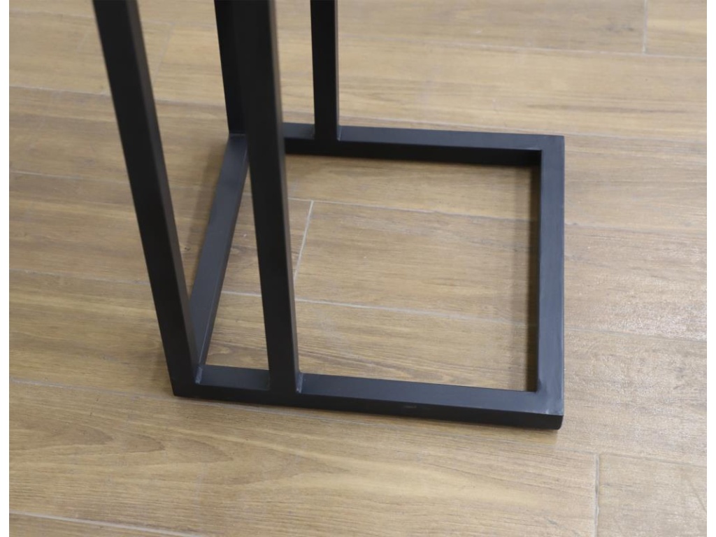 Iron Base Wooden Top C-Shaped Table - image 3