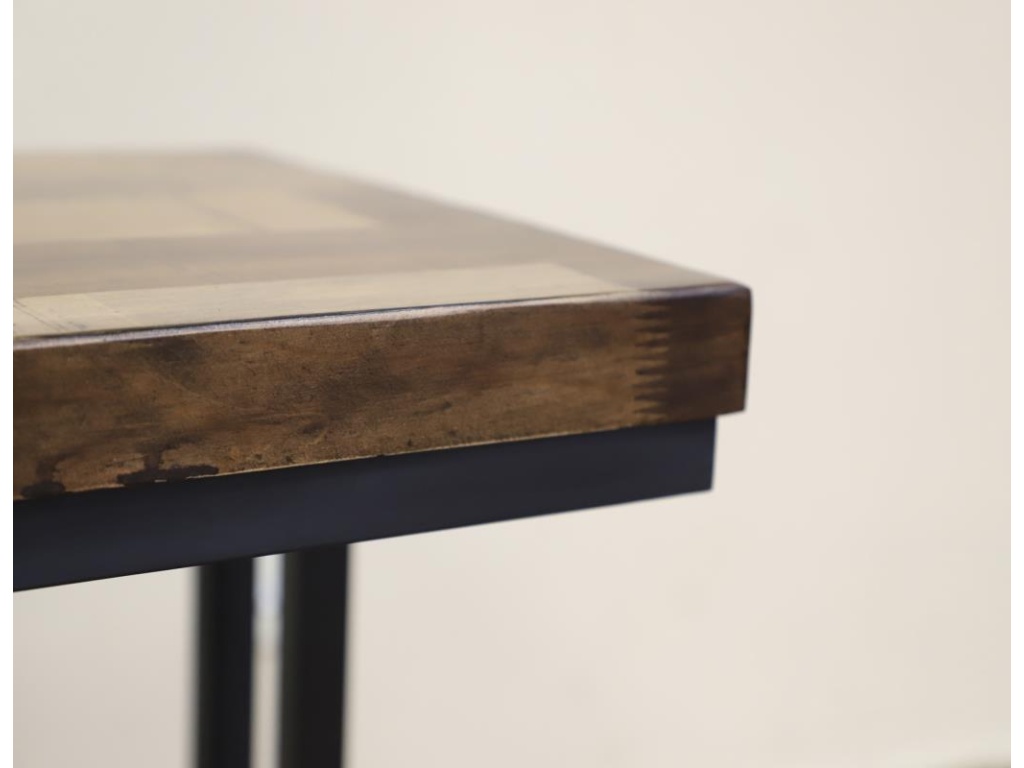 Iron Base Wooden Top C-Shaped Table - image 2