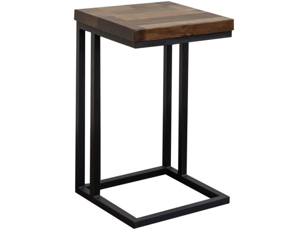 Iron Base Wooden Top C-Shaped Table - main image