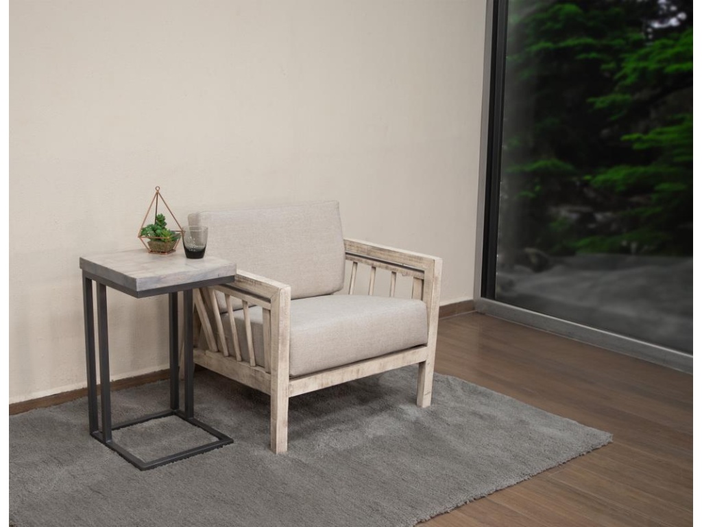 Iron Base Wooden Top C-Shaped Table - image 1