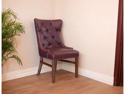 Tufted Backrest Faux Leather Upholstered Chair