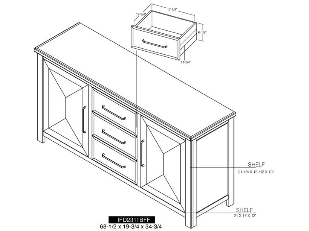 3 Drawer 2 Door Buffet - image 6