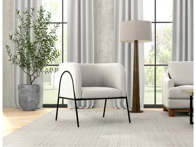 Wooden Frame & Metal Base, Armchair