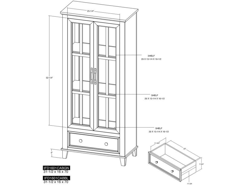 1 Drawer 2 Glass Doors Cabinet - image 6