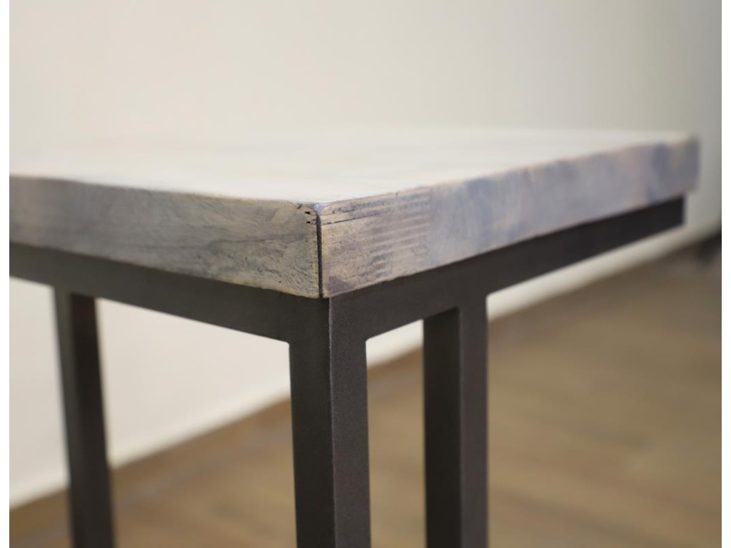 Iron Base Wooden Top C-Shaped Table - image 2
