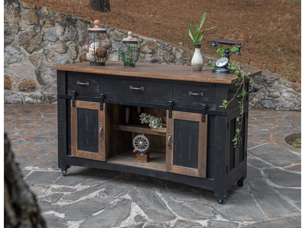 3 Drawer, 2 Sliding Doors, 4 Mesh Doors Kitchen Island - image 1