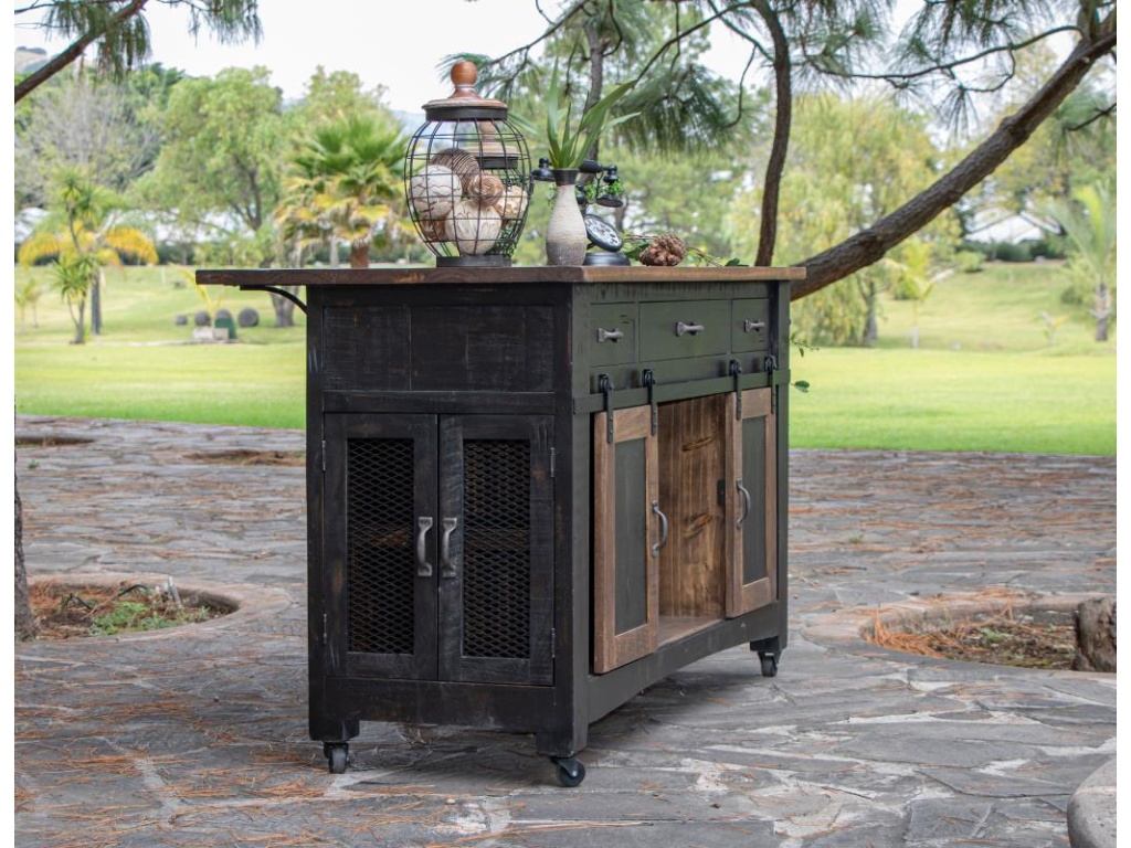 3 Drawer, 2 Sliding Doors, 4 Mesh Doors Kitchen Island - image 3