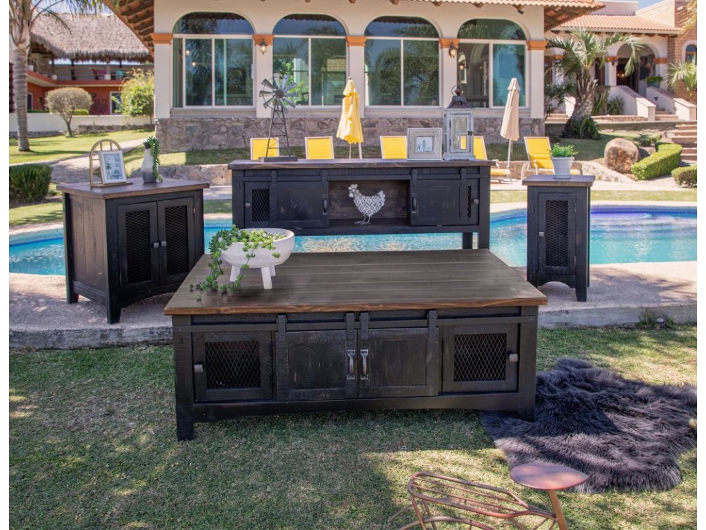 4 Sliding Doors, 4 Metal Mesh Doors Cocktail Table - image 1