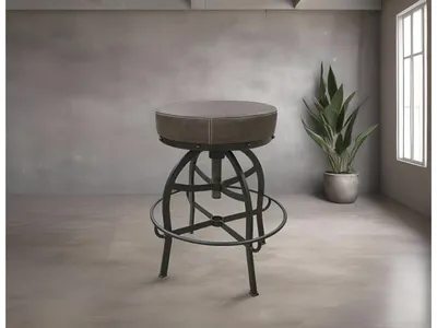 Upholstered Seat Adjustable 24-30" Swivel Iron Base Barstool