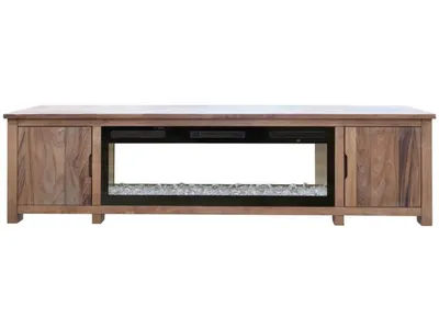 Natural Parota 93" Electric Fireplace