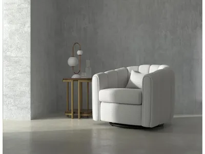 Wooden Frame & Metal Base, 360 Degree Swivel Glider Accent Chair - Alternative View