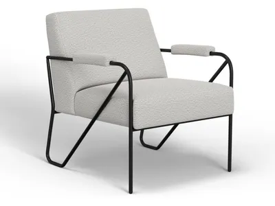 Wooden Frame & Metal Base, Armchair
