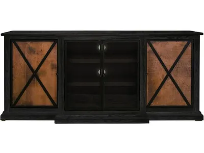 2 Copper-Paneled Door 2 Glass Door Console