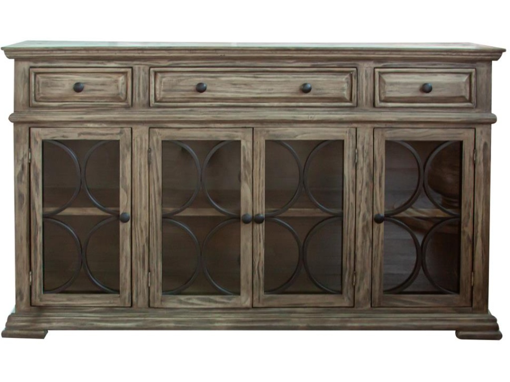 4 Glass Doors 3 Drawers Console - image 7
