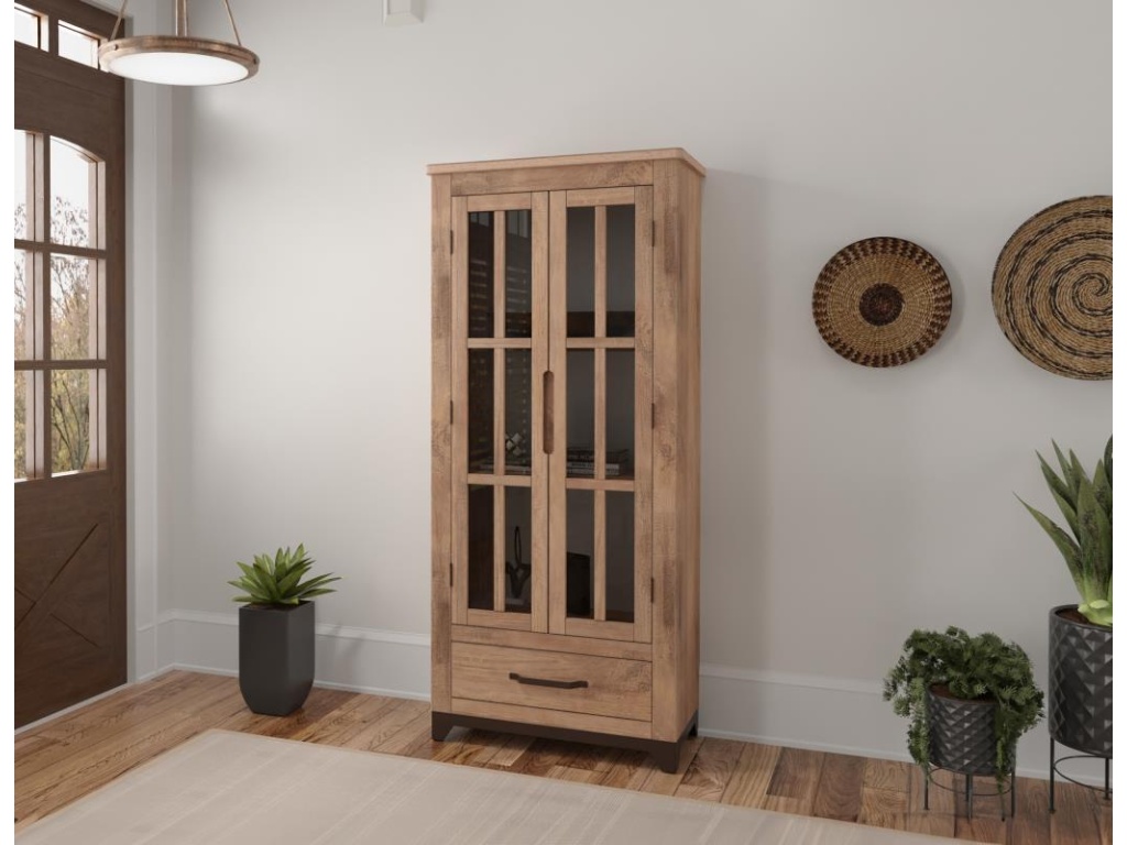 2 Glass Door 1 Drawer Cabinet - image 1