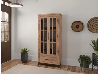 2 Glass Door 1 Drawer Cabinet