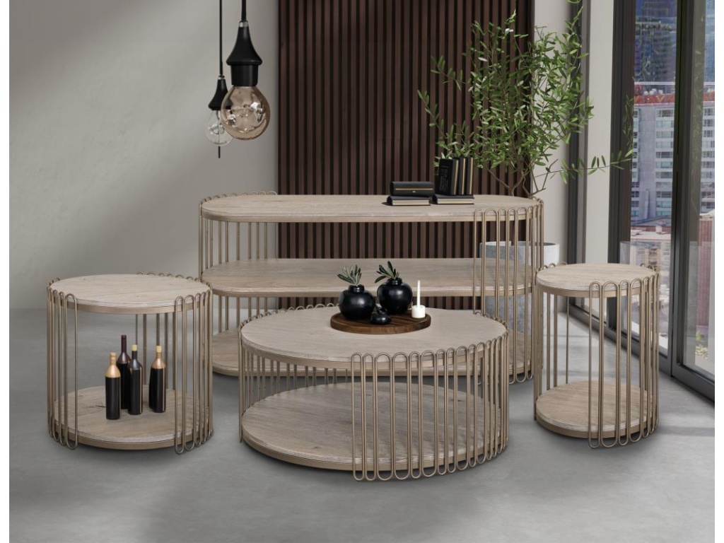 1 Shelf, Round Cocktail Table - image 1
