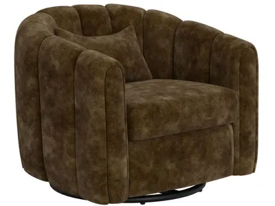 Wooden Frame & Metal Base, 360 Degree Swivel Glider Accent Chair