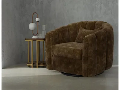 Wooden Frame & Metal Base, 360 Degree Swivel Glider Accent Chair - Alternative View