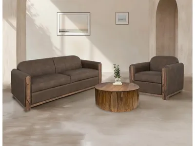 Wooden Frame & Base, Upholstered Seat Ottoman - Alternative View