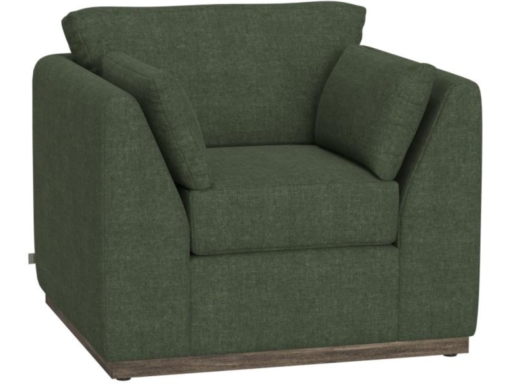 Arm Chair, Olive Fabric, Wooden Frame 43 x 38-1/2 x 36-1/2 - main image