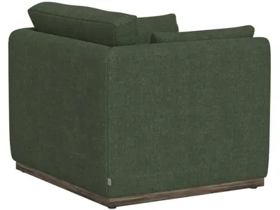 Arm Chair, Olive Fabric, Wooden Frame 43 x 38-1/2 x 36-1/2