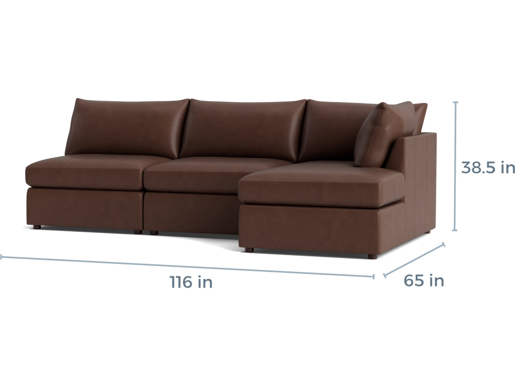 Beckham Leather Modular Chaise Sectional Sofa - image 3