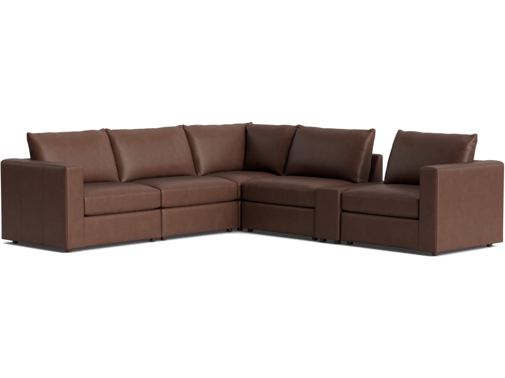Beckham Track Arm Leather Modular Sectional with Console - main image